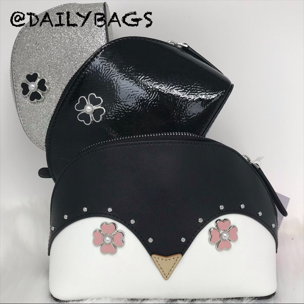 KATE SPADE PENGUIN FROSTY TRIPLE COSMETIC DOME - Picture 1 of 7